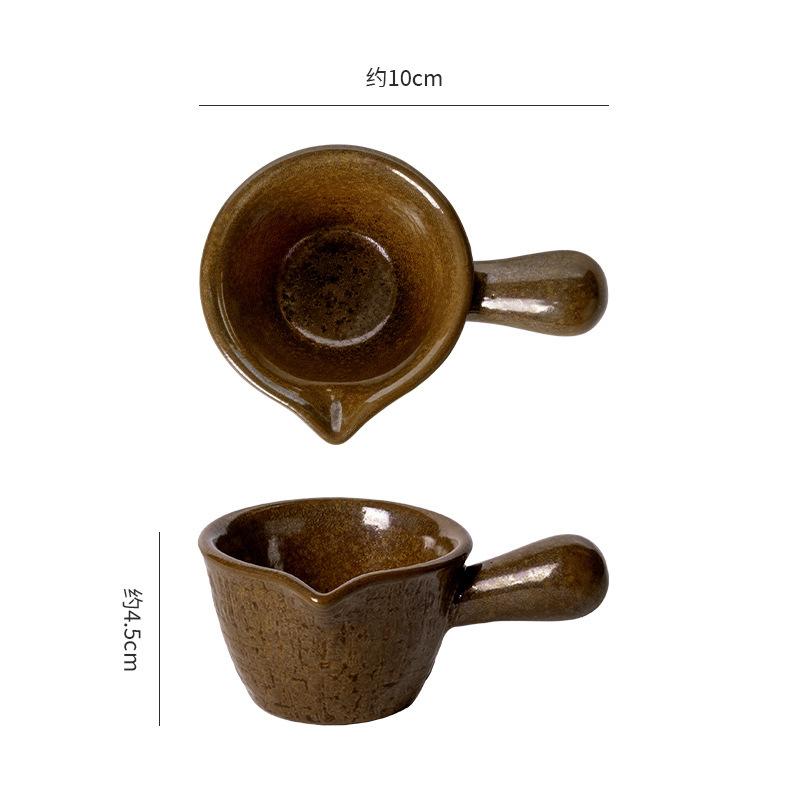 Ceramic Sauce Bucket Milk Pot with Handle Sauce Pot Sauces Dish Dipping Sauce Dish Milk Cup Dessert Bowl Snack Plate Gravy Boats коричневый