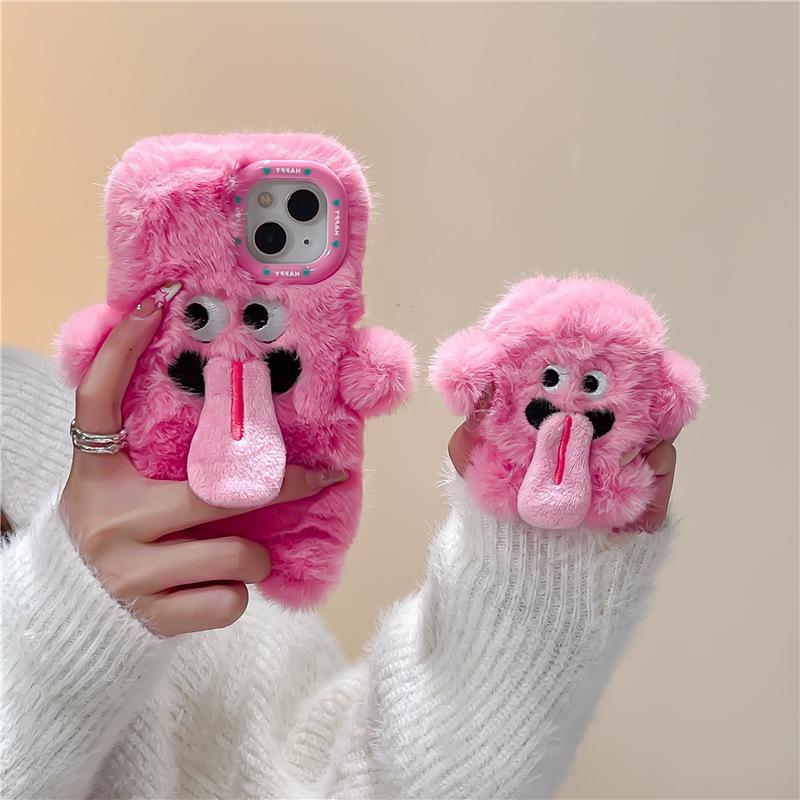 Cute Plush Magnetic Tongue-Sticking Little Monster Headphone Case For AirPods 1/2 3 AirPods Pro 2 Drop-proof Headphone Cover