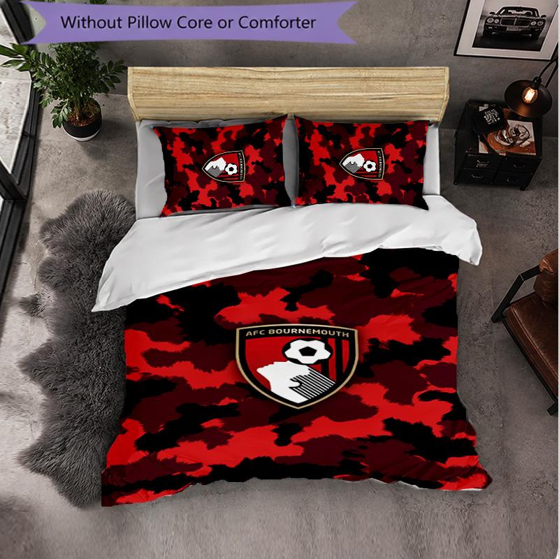 Set Biancheria da Letto Bournemouth Football 3 Pezzi Morbido Set Copripiumino con Federe Set Decorazione Camera da Letto per la Casa