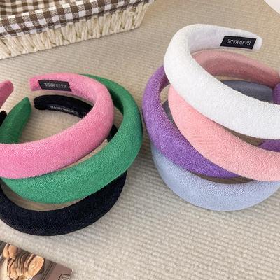 Autumn/Winte Supple Plush Headbands Colorful Sponge Wide Hair Band for Woman Elegant Hair Hoop Rubber Band Hair Accessories