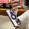 Fashion Plating Magnetic Bracket Case for 17 16 15 14 13 12 Pro Max Case With Holder Stand Shockproof Cover for Magsafe