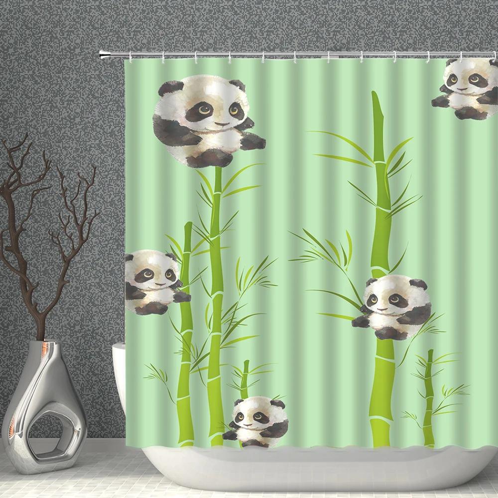 Bamboo Printing Shower Curtain High Quality Waterproof Polyester Fabric Bath Curtains With Hooks Bathroom Screen Home Decor