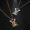 Jeshayuan Sigil Of Lucifer Satan Symbol Pendant Stainless Steel Necklace For Men Women Seal Of Satan Emblem Amulet Jewelry