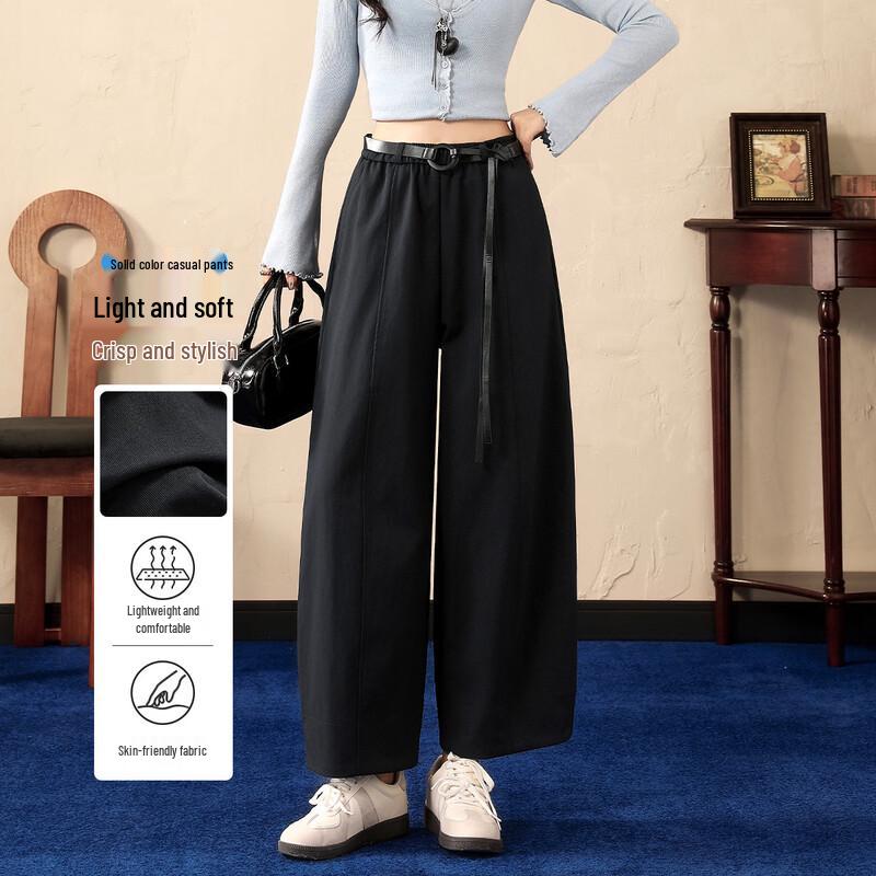 French Box Women s Spring High-Waist Casual Trousers with Belt M