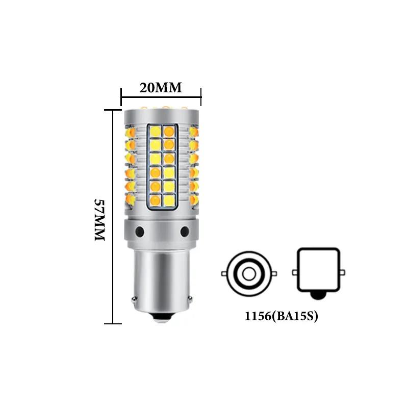 

2PCS 1156 BAU15S 7440 3156 PY21W светодиодный указатель поворота двухцветный T20 BA15S P21W сигнальный фонарь DRL фары дальнего света white yellow