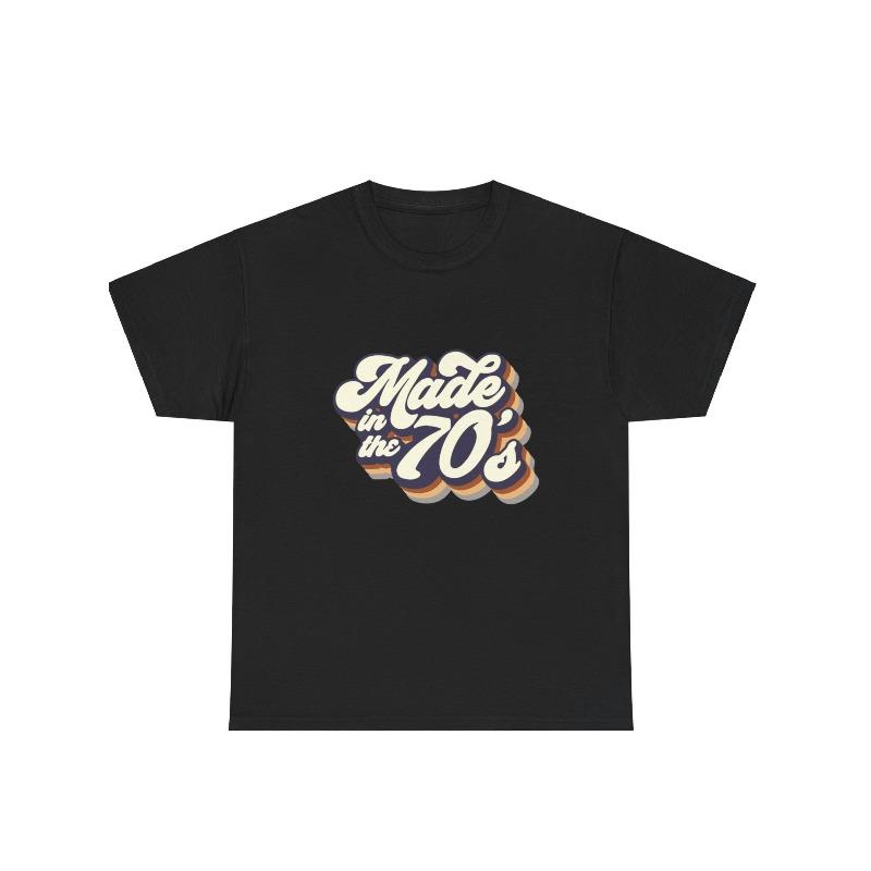 European size 70s Print T-Shirt, Women's Casual Short Sleeve 1pc 100% Heavy- Comfortable Round Neck, Soft Cute T-Shirt Top