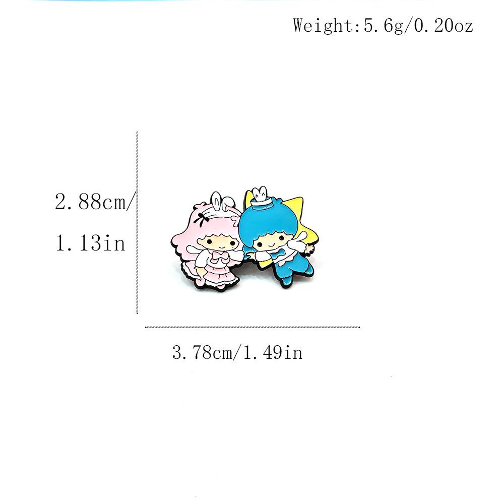 European & American Cartoon Brooch: Cinnamoroll, Pochacco, Kuromi, Hello Kitty with Green Plant Imitation Enamel Alloy Badge