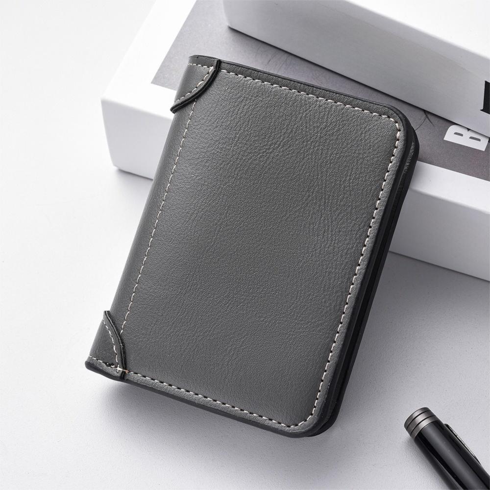 Slim Business Clutch Bag Thin PU Leather Card Holder Minimalist Men Short Wallet  Travel