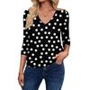 Women's Fashion Casual V-Neck Three-Quarter Sleeve Print Top