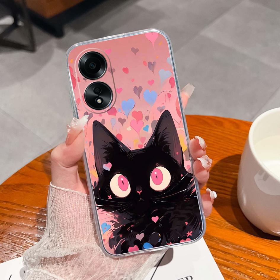 Carcasă nouă pentru Oppo A58 A57 A57S A57e A77 A77S A78 A79 A98 A38 A2 F23 K11 4G 5G Model animal drăguț din silicon transparent anti-alunecare Carcasă durabilă pentru Oppo Capa