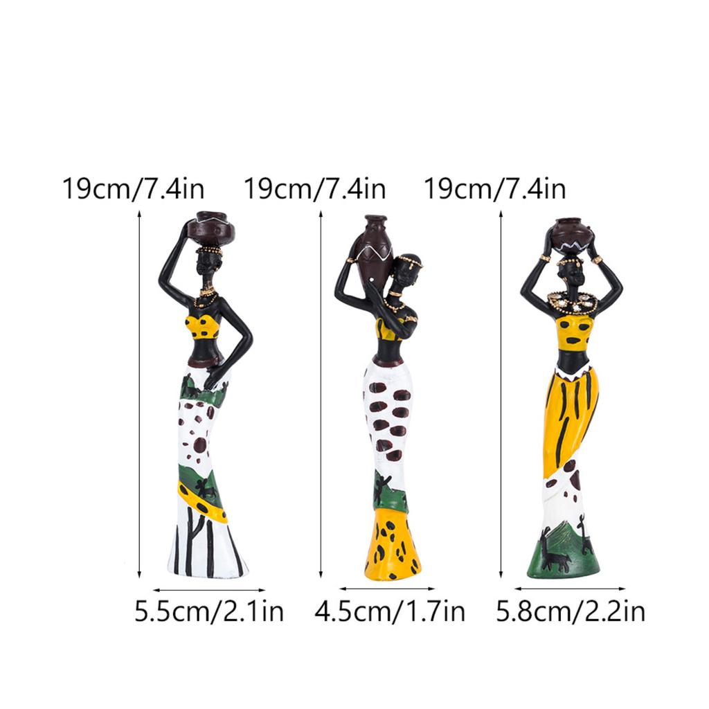 3pcs/Set African Sculpture Women Figure Girls Tribal Lady Figurine Statue Decor Collectible Art Piece Creative Crafts Dolls