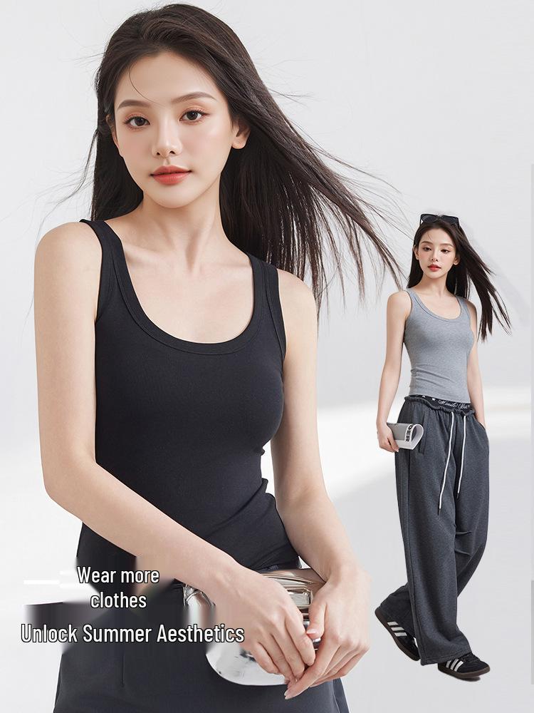 Women's Summer Tencel Lyocell U-Neck Knit Vest, Sleeveless with Narrow Shoulders - Stylish Inner or Outer Layer Top