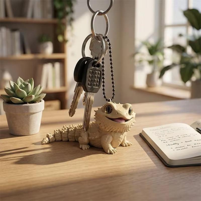 1Pcs 3D Printed Bearded Dragon Statue Adorable Lizard Figurine Creative Gift For Reptile Enthusiasts Shelf Tabletop Ornament