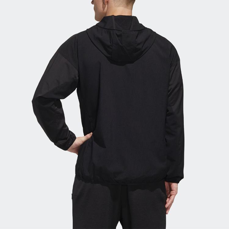 Adidas Logo Stripe Print Hooded Jacket Men Jackets Black FM5325