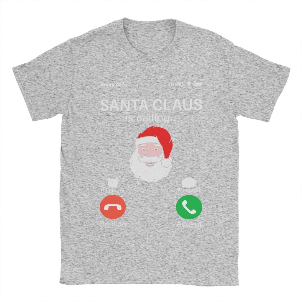 Oversized T Shirt Santa Is Calling Merry Funny Holiday Phone Alert T Shirts for Men's Summer Y2K Casual Short Sleeve Clothes