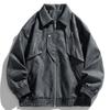 Herren Revers Lederjacke Herren Frühling und Herbst Amerikanische Reißverschluss PU Lederjacke