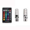 2x T10 5050 LED RGB Multi-color Interior Side Light Strobe Remote Control