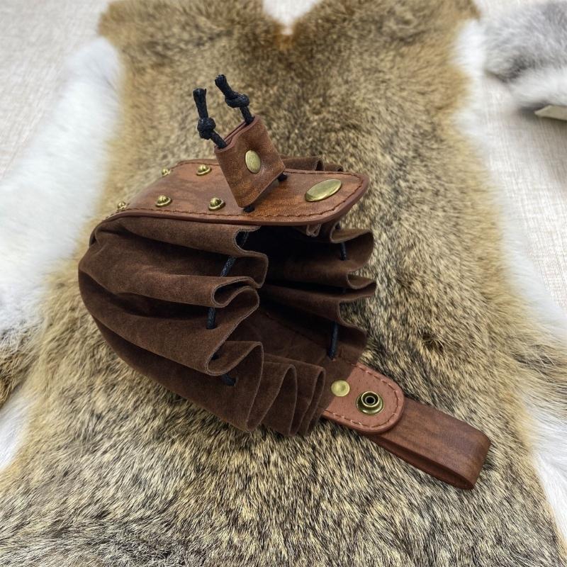 Medieval Leather Belt Pouch Drawstring Bag Cosplay & Halloween Party Accessory