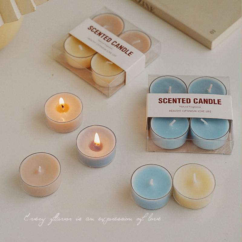 4Pcs/box INS Morandi Color Advanced Scented Candle Girls Bedroom Atmosphere Decoration Aromatherapy Candles Wedding Party Favor