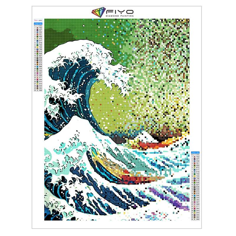 Japanese Anime Comic The Great Wave Diamond Painting Wall Art Decor Diamond Embroidery Mosaic Kids Room Decor Cuadros Posters