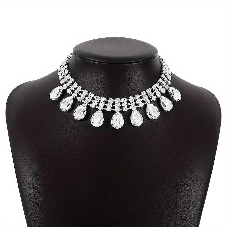 French Retro Court-Style Water Drop Diamond Choker Necklace