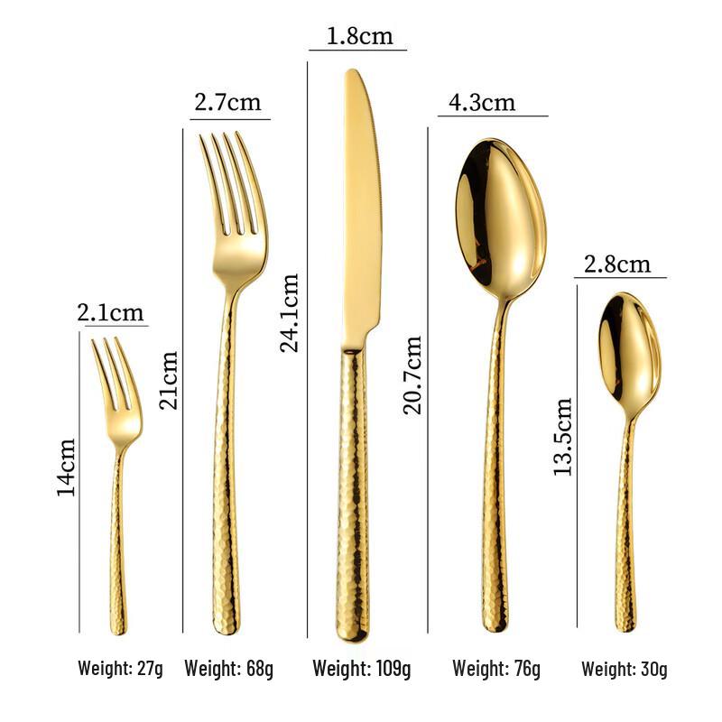 Abay Golden Hammered Handle Western Cutlery