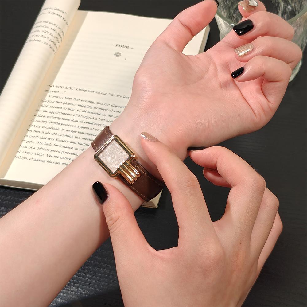 Lady Luxury Leather Strap for Apple Watch Serise11 42mm 46mm Malachite Band for Iwatch Serise10 9 8 7 6 5 4 Se 3 2 Elegant Ultra3 49mm Bracelet