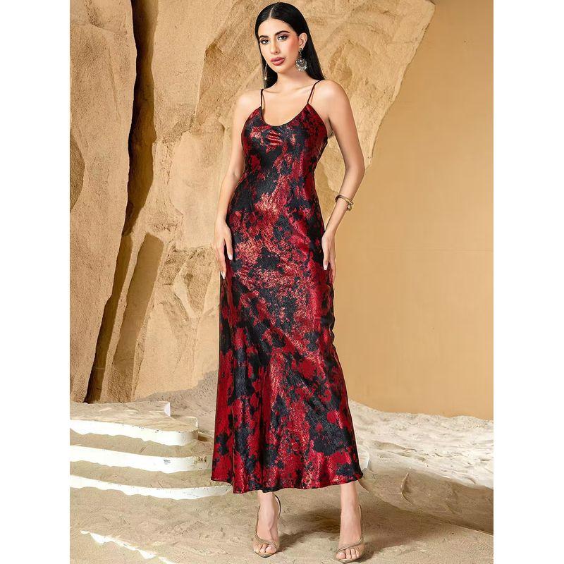 Middle East Dubai New Fashion Print Suspender Skirt Cardigan Robe Two-piece Set Strap Skirt Robe Set