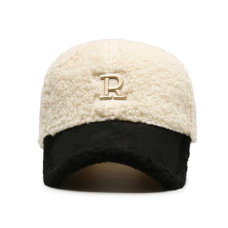 Lamb Wool Hat, Influencer Letter Baseball Cap, Fashionable And Versatile, Makes Your Face Look Smaller, Duckbill Cap