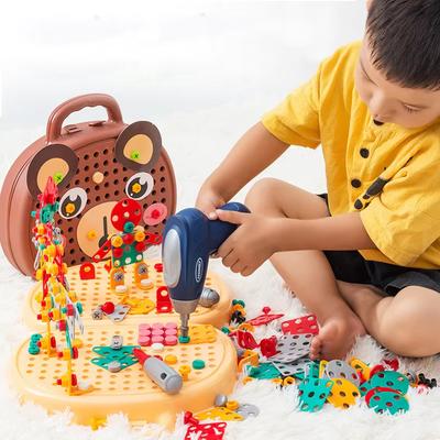 Kinder Elektrische Bohrmaschine Toolbox Bohrer Spiele Werkzeug Spielzeug für Jungen 4 6 Jahre Alt Montessori Schraube Puzzle Kind Pretend spielen Spielzeug Geschenk