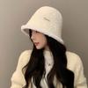 Korean Version of Autumn and Winter New Hat for Women with High End Metal Plush Fisherman Hat for Winter Thermal Basin Hat Bucket Hat Thick