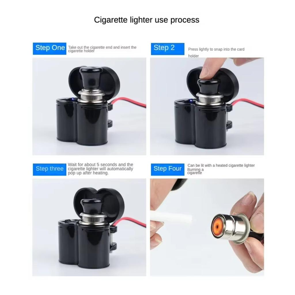12V Motorcycle Handlebar USB Charger Waterproof Cigaret-te Lighter Socket with Switch for Cellphones Mobile Tablets GPS