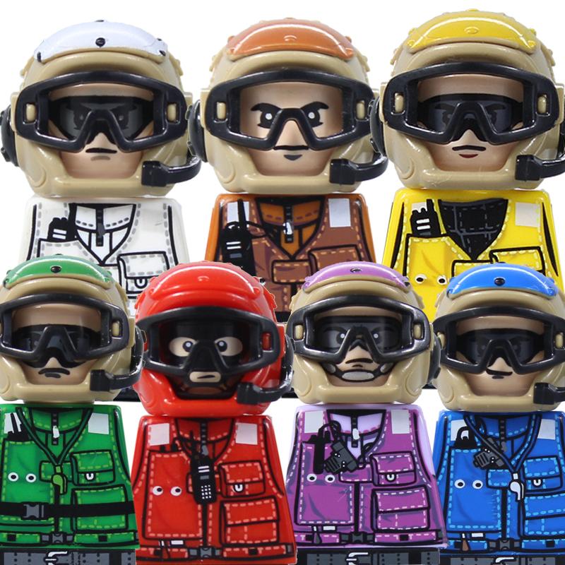 

MOC Военные Солдаты Офицеры Фигурки Строительные Блоки Камуфляж Пилоты Самолет Корабль Аксессуары Шлемы Детские Игрушки