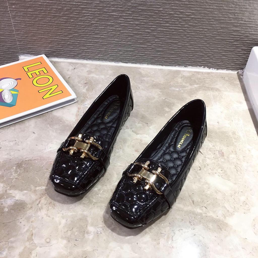 Women Flats Casuales for Female Soft Bottom Comfortable Square Head Single Shoes White Black Red Ladies Spring Autumn Loafers