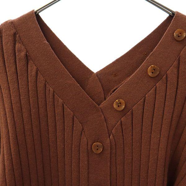 Unused SNIDEL Short Sleeve Knit Long Dress F Brown Women Used