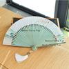 Chinese Custom Folding Fan Simulated Silk Fan Surface Bamboo Fan Bones Stage, Stage Props Decorative Crafts Chinese Culture
