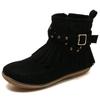 Bohemian Style Tassels Ankle Boots Women Retro Faux Suede Buckle Strap Short Boots Woman Plus Size 43 Flat Heels Western Botas