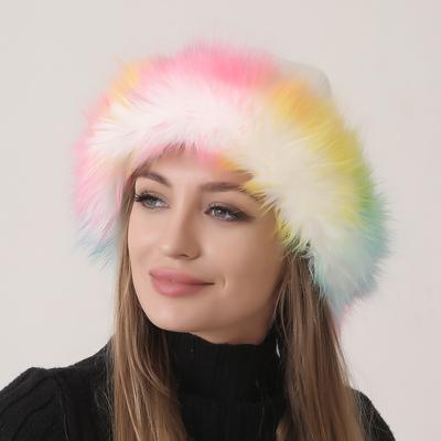 Winter Warm Knitted Faux Fur Hats for Women Fluffy Fashion Stylish Thick Hats