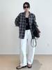 Nan Yu 100% Cotton Plaid Loose Long Sleeve Sun Protection Shirt for Women - Early Autumn 2025 Collection