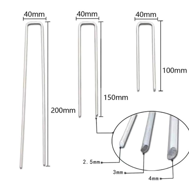 New 50PCS U-shaped Garden Staples Heavy-duty Fence Tubing Stakes Sod Pins Galvanized Landscape Spike For Holding Lawns Barrier