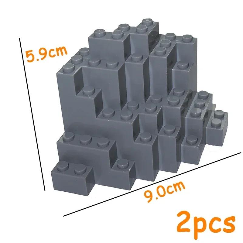 Non-Toxic Mountain House Garden Rockery Accessories Building Blocks Rock Moc City Street Panel Diy Parts Hill Stone Bricks 6083 6082 30246