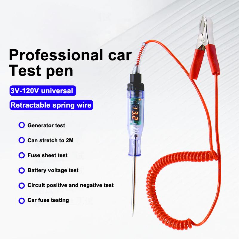 5V-120V Car Tester Pen Voltage Circuit Test Dc Digital Display Electric Pen Probe Pen Auto Diagnostic Tools 2V 12V 24V 48V