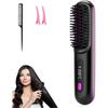 Numoya Go Brush Pro, Hair Straightener Brush Portable Numoya Gobrush Pro 2025 Cordless Hair Straightener for Travel (Black),Black,8in X 3in X 1.2in