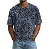 Herren T-Shirt mit Leopardenmuster, Atmungsaktives V-Ausschnitt Kurzarm Oberteil für Herren, Lässiges Mode Sommer T-Shirt