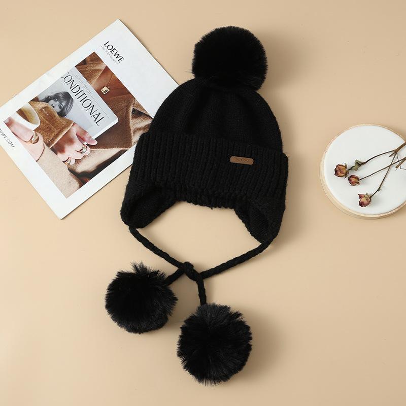 Sweet and Cute Patch Knitted Wool Hat Autumn and Winter Outdoor Travel Cold and Warm Hat Versatile Face Showing Small Pullover Hat