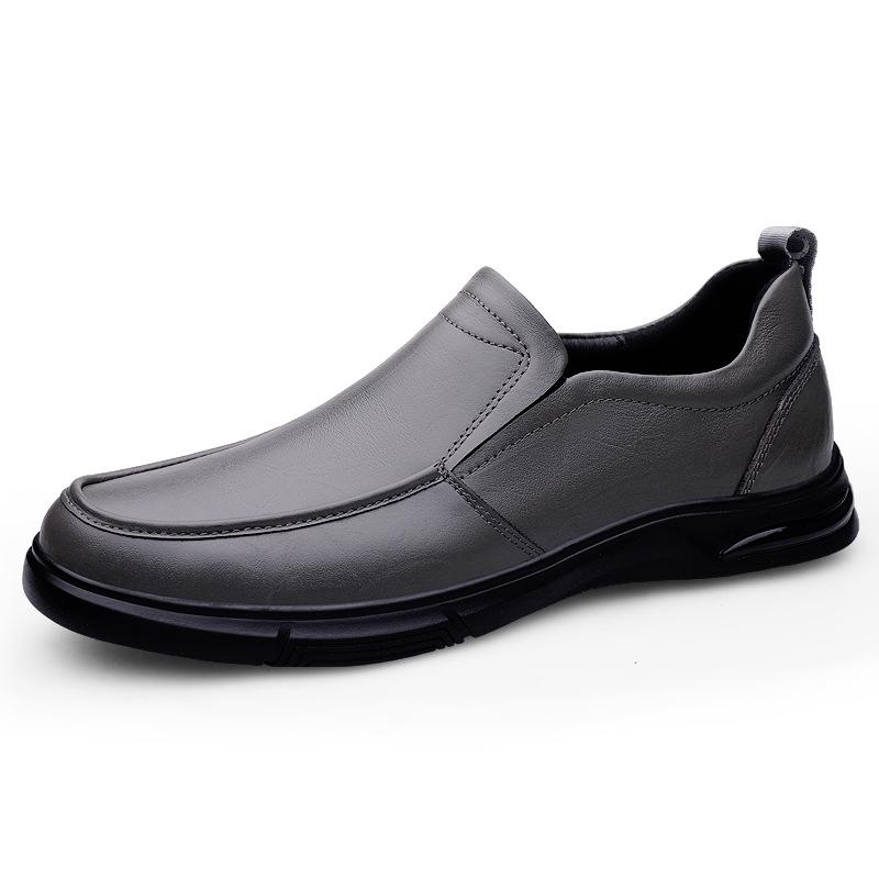 Men s Casual Leather Slip-On Shoes - Round Toe, Breathable & Versatile for Formal or Business Wear 37
