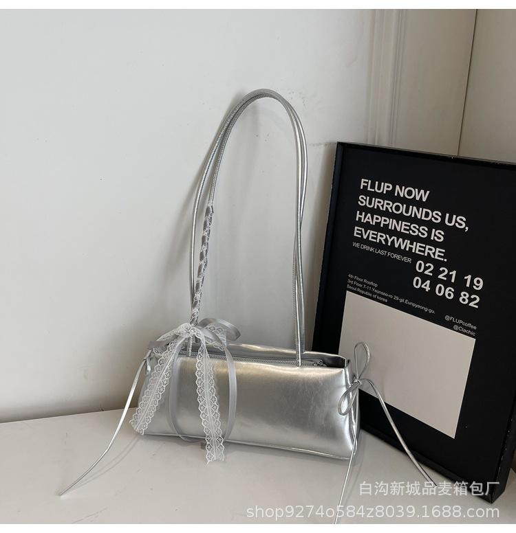 

New Trend Fashion Ballet Style Handbag Women s Fashion High Sense Daily Versatile Shoulder Underarm Bag серебряный