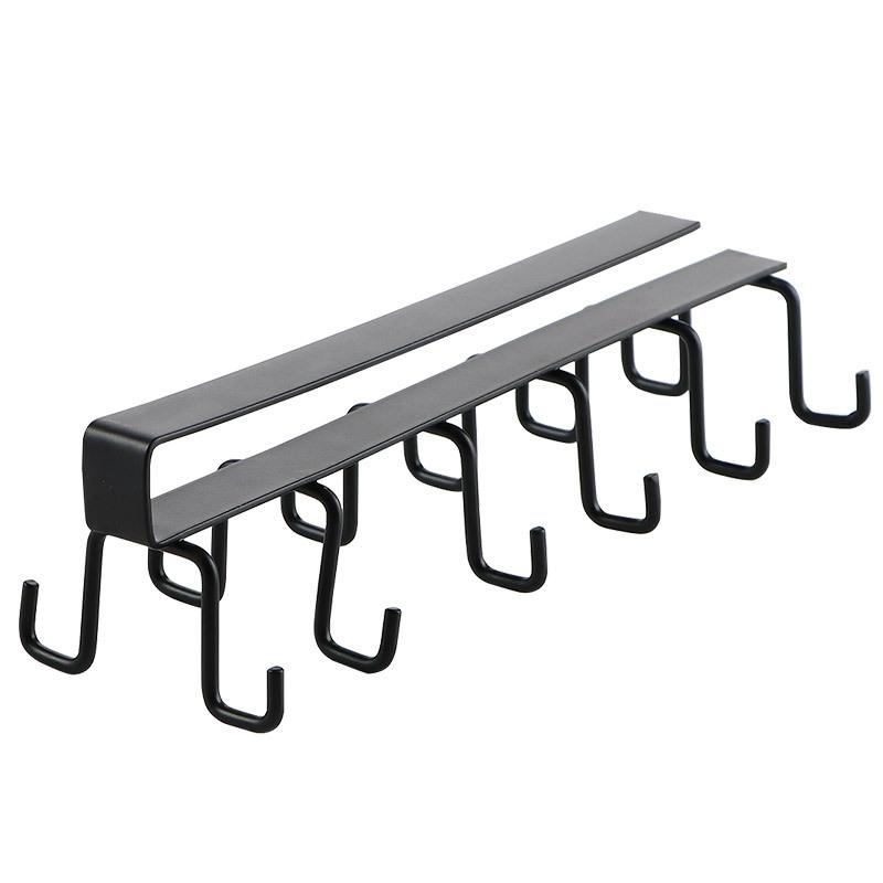 

Неперфорированный подвесной крючок для шкафа, рамка для горшка, лопата, ящик для хранения чашек, стеллаж для хранения утюга, кухонный двухрядный крючок, подвесная полка для чашек чёрный