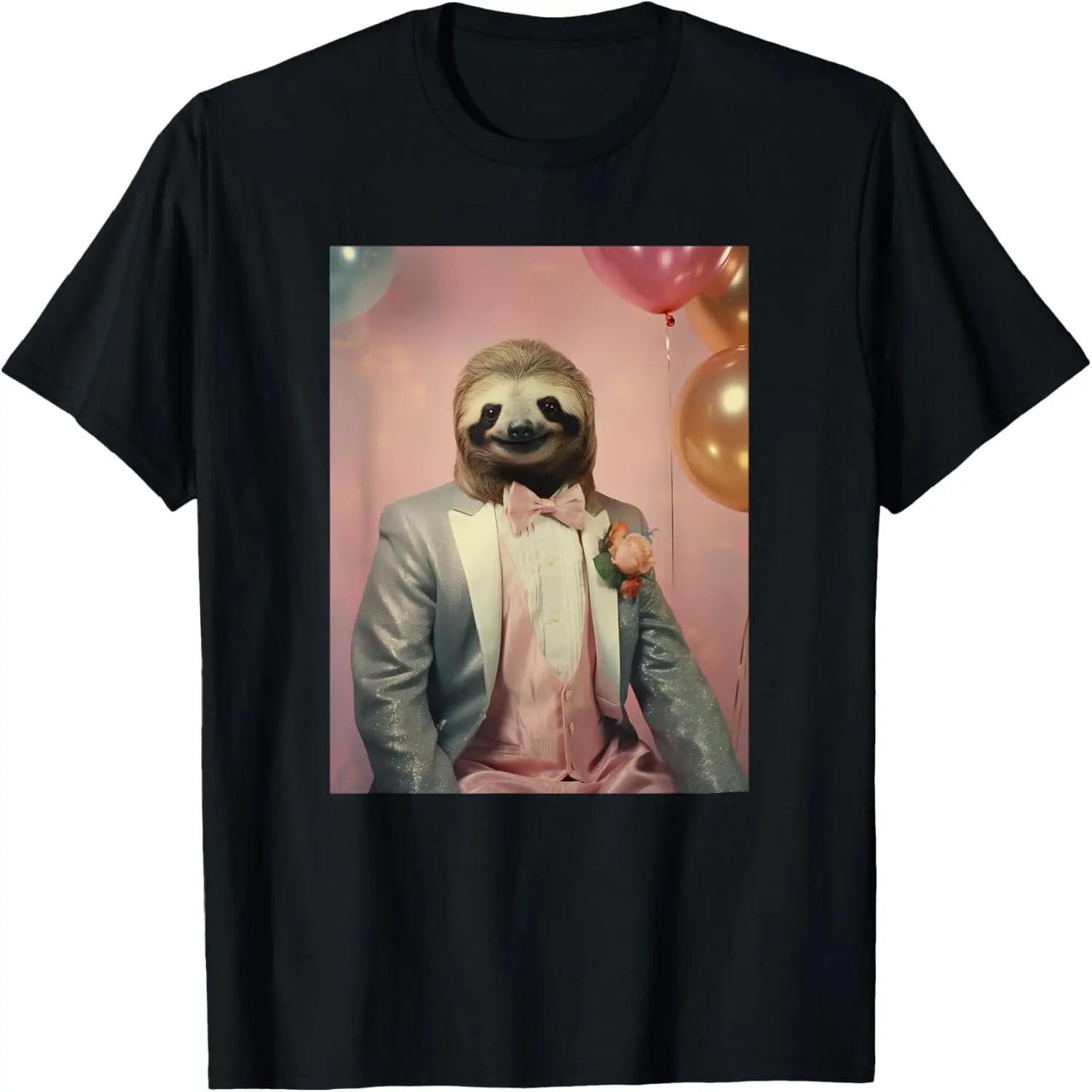 

Funny Sloth Photo 90 s Prom Backdrop Weird Animal Funny 90s T-Shirt XXXXXL чорний