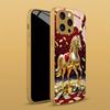 Golden Horse Coins Pattern Gold Metallic Paint Glass Phone Case For iPhone 17 Pro Max 11 12 13 14 15 16 Plus 17 Air 16E Cover